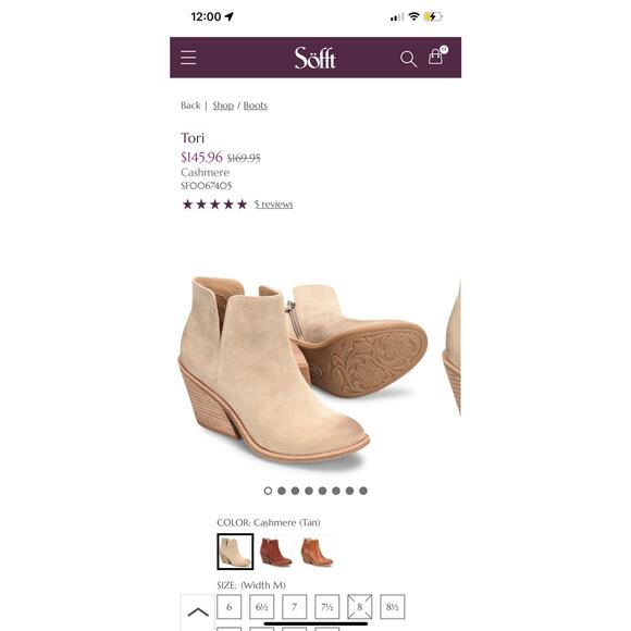 Sofft Tori Italian Suede Cashmere Bootie Size 9.5 - Picture 10 of 10